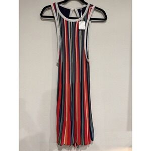 Free People Rainbow‎ Dragon Cutout Back Mini Dress Size XS Striped Sparkly Boho